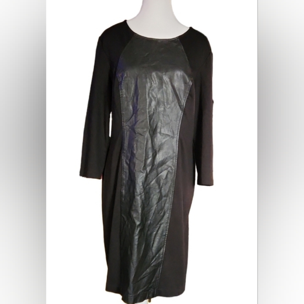 New York & Company Stretch Faux Leather Dress Black with back zipper Size: XL